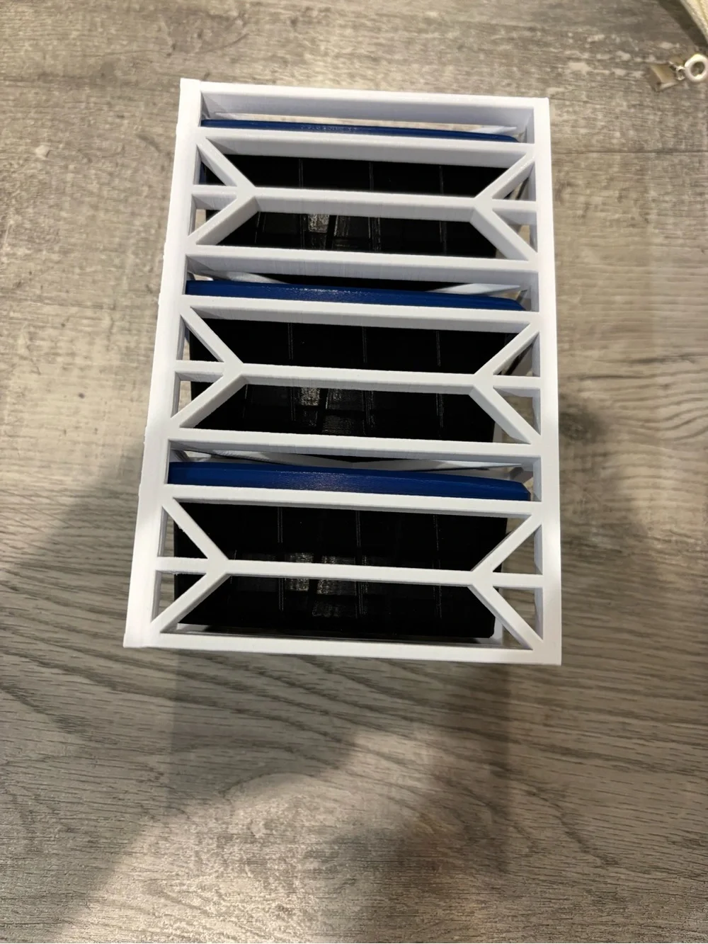 Stackable 3-Tier Small Parts Organizer - Black Bins with Blue Lids